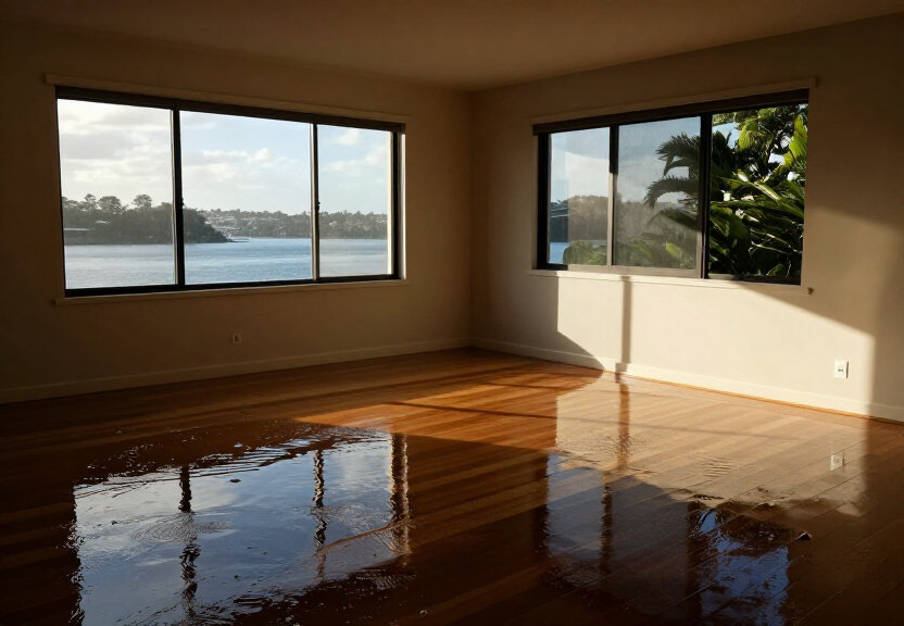Water-damaged living room in Parklea before restoration