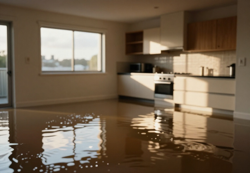 Flooded warehouse in Parklea before cleanup